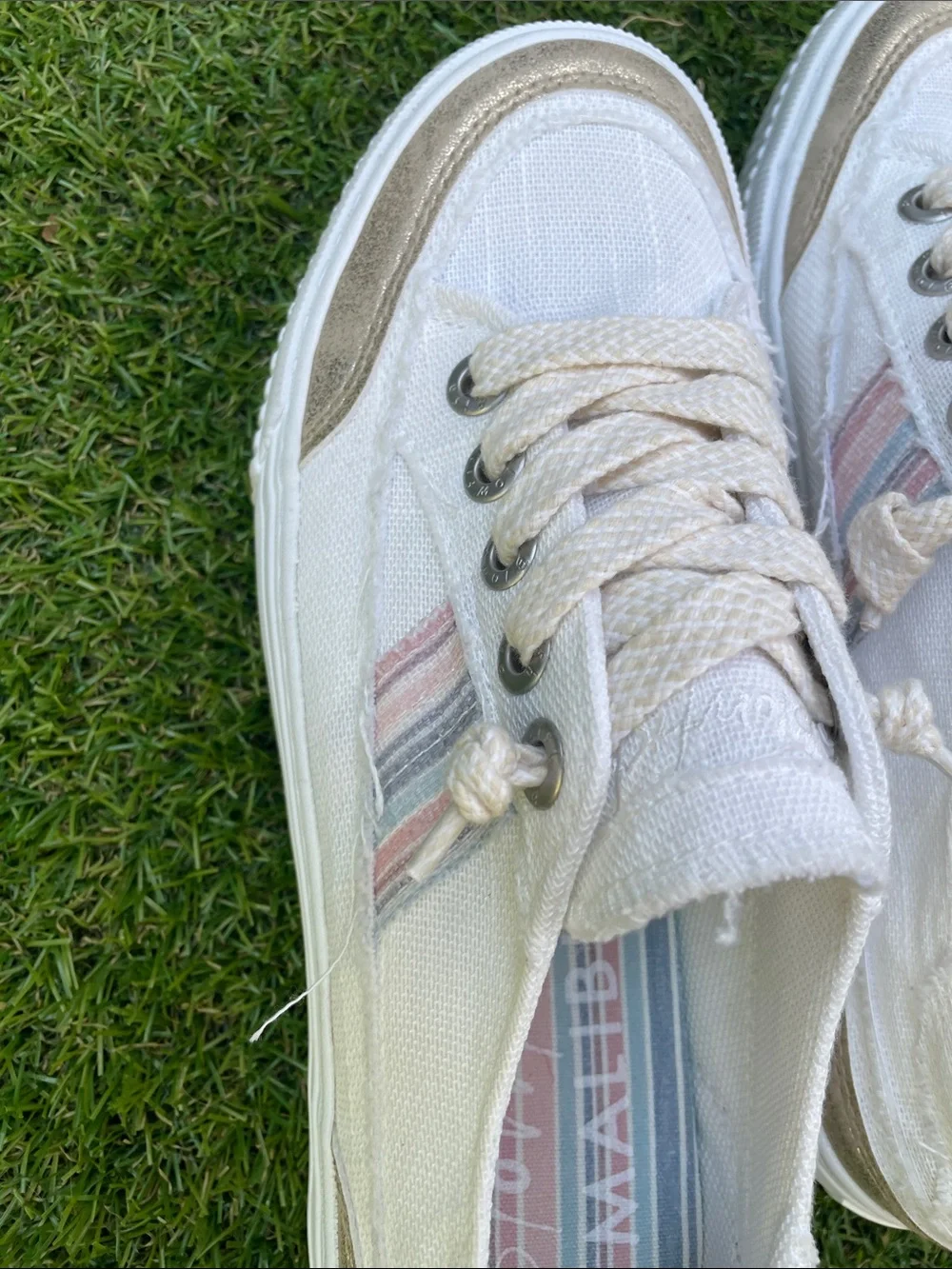Light Cream Canvas Blowfish Malibu with Subtle Metallic Trim